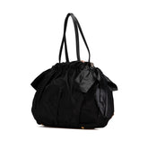 プラダ リボン パイソン モチーフ ハンドバッグ BR4206 ブラック ベージュ ナイロン レザー レディース PRADA 【中古】